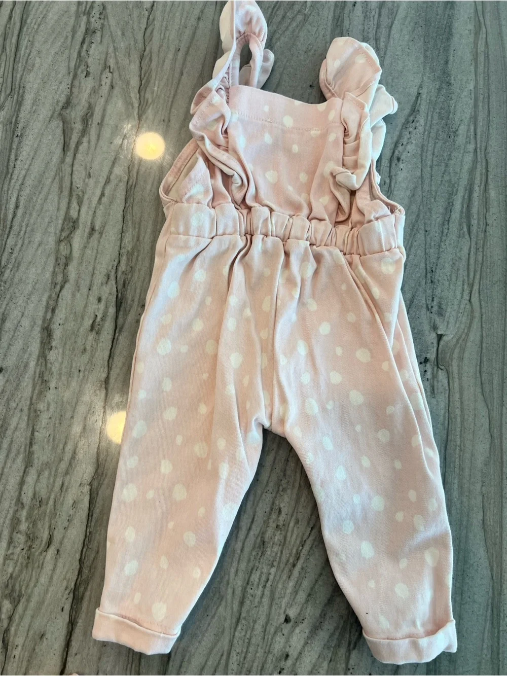 Jessica Simpson Light Pink Polka Dot Ruffle Strap Overalls